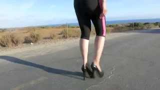 Extreme High Heels and Yoga Pants Go Hiking