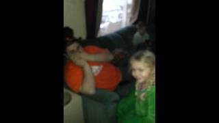 Little girl beats up man