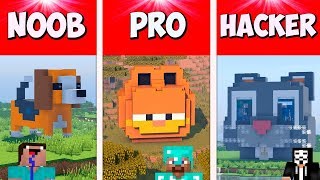 Minecraft Timelapse Battle : NOOB vs PRO vs HACKER STATUE HOUSE BUILDING CHALLENGE in Minecraft