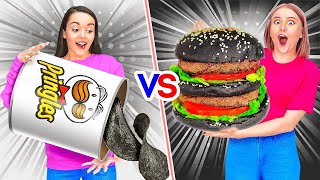 TANTANGAN HITAM VS PUTIH! || Tantangan Makanan Satu Warna oleh 123 Go LIKE!