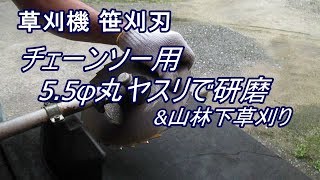 草刈機 笹刈刃5.5φ丸ヤスリで研磨&山林下草刈り