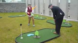 Clowns playing Party Golf at Ebrington Square, Derry