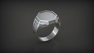 Кольцо с восьмиугольной верхушкой. 3D Modelling Ring Octagon