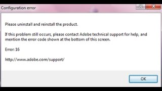 Solution pour l'erreur 16 d'Adobe