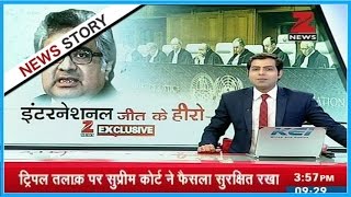Harish Salve sharing the success story against Pakistan in ICJ