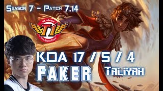 SKT T1 Faker TALIYAH vs VLADIMIR Mid - Patch 7.14 KR Ranked