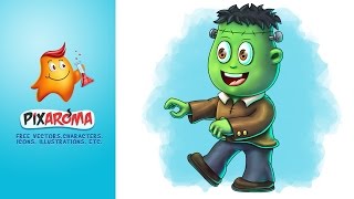 Cartoon Little Frankenstein - Photoshop Digital Painting