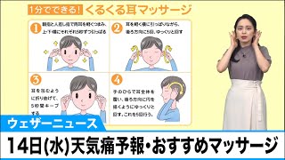 4月14日(水)天気痛予報・おすすめマッサージ