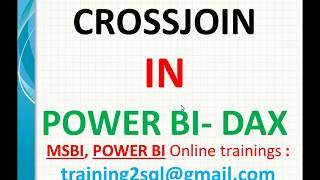 Cross Join in Power BI | Crossjoin in dax