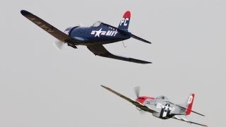 RC MIDDAIR COLLISION HANGAR 9 P51D MUSTANG & F4U CORSAIR - OS FS 120 SURPASS III PUMPED HDMFC - 2010