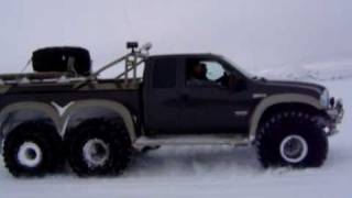 49" Ford F-350 6X6 driving on Langjökull glacier