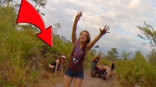 Drunk girl squatting to pee at TCR Trucks Gone Wild 2015.