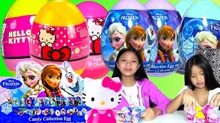 Disney Frozen Hello Kitty Surprise Eggs + Surprise Egg Game - Kids' Toys