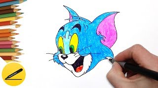 How to Draw Tom Cat (Tom and Jerry) Step by Step - Drawing for Kids