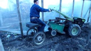 Транспортерная картофелекопалка к мотоблоку  с адаптером (часть 1)