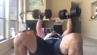 110 x 21 reps one arm dumbbell bench on a tiny stability ball