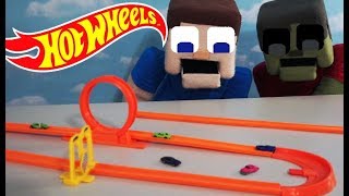 Hot Wheels World's Smallest Playset  Puppet Steve vs. Zombie RACING CHALLENGE Track Unboxing Toys