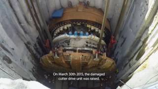 Bertha- Raising tunnel boring machine Bertha from below
