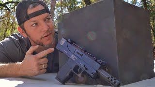 Weirdest Wannabe Machine Pistol vs Giant Solid Graphite Cube