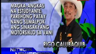 Magka-Angkas na Estudyante, Parehong Patay Nang Sumalpok ang Sinasakyang Motorsiklo sa Van!