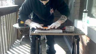 Making black and red linen (t-shirt) micarta