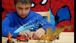 LEGO пожарные машинки, тушим пожар, игрушки для мальчиков Карточки наклейки Minecraft