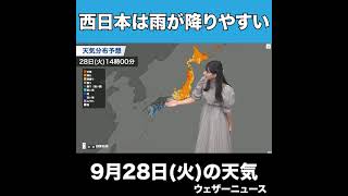 【夜の1分天気】9月28日(火)の天気予報 #Shorts