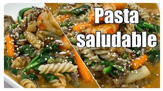 Recetas de PASTA con VERDURAS saludables (verduras y gambas)