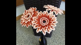 ГЕРБЕРА из БИСЕРА. Tutorial: Beaded Gerbera. МК. Часть 2/3