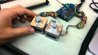 Arduino Motor Shield rotates two stepper motors