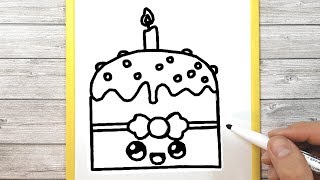 DISEGNARE UNA TORTA DI COMPLEANNO KAWAII