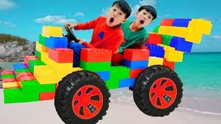 Kudo Play Dress Up Superhero and Colorful Blocks Car Toys