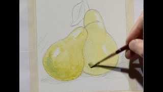 Watercolor of pears 1/ Acuarela de peras 1.
