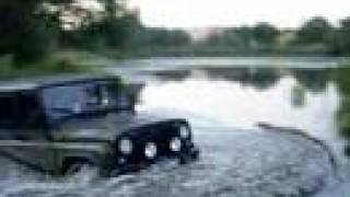 UAZ Hunter crossing the river ford