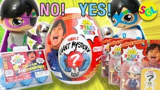 New RYANS WORLD Toys Review Unboxing: Series 2 Giant White Mystery Egg + Build a Ryan Mini Blue Eggs