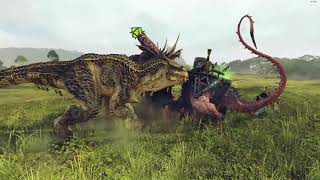 Dragon and Dinosaur vs Hydra and Hell Pit Abomination - Total War: Warhammer 2