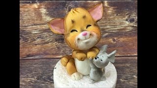 кот с мышкой из мастики ( короткая версия )