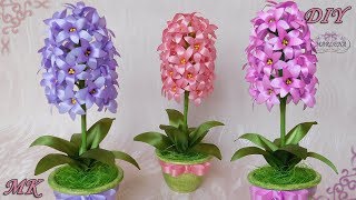 ИНТЕРЬЕРНЫЕ ЦВЕТЫ. ГИАЦИНТ ИЗ ЛЕНТ. Подарок своими руками МК/DIY