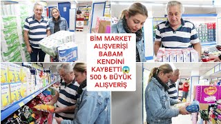 500 TL BÜYÜK BİM MARKET ALIŞVERİŞİ?BABAM DOKUNDUĞU HER ŞEYİ ALDI?