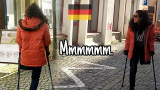 Amputee girl walks through downtown (Reaction in Bad Lobenstein) |Amputee woman 2019