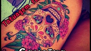 Como fazer tatuagem falsa .Caveira Mexicana colorida