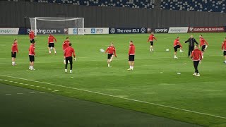 Как сборные Грузии и Беларуси провели тренировки перед матчем - видео