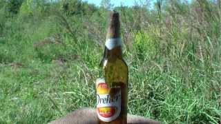weihrauch HW50S e diabolo jsb exact a 25 mt contro Bottiglia birra 66 cl.