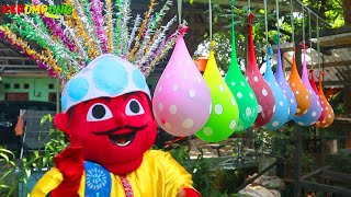 Ondel Ondel mencari ES KRIM SPONGEBOB di dalam balon air menggantung