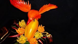 Птица из перца! Bird of pepper! Decoration ov vegetables! Украшения из овощей!