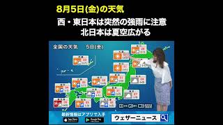 【朝の1分天気】2022年8月5日(金) #Shorts
