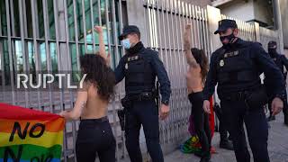 Spain: Femen activists removed from Madrid Assembly as anti-LGBT law debated *EXPLICIT CONTENT*