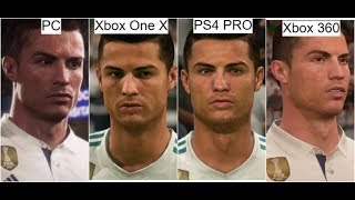 FIFA 18 - PC VS XBOX ONE X VS PS4 PRO VS XBOX 360 GRAPHIC COMPARISON.