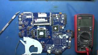 Видеоотчет по ремонту Acer V3  Q5WV8( LA-8331P). Проверка процессора с помощью тестера.