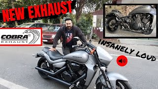 NEW FULL SYSTEM EXHAUST FOR MY SUZUKI INTRUDER M1800R || COBRA DRAG PIPES || INSANELY LOUD!!!